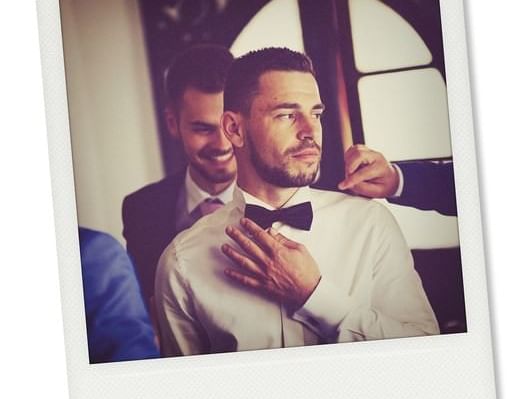 Photo Booth Image of groom getting ready at Dream Downtown NYC 