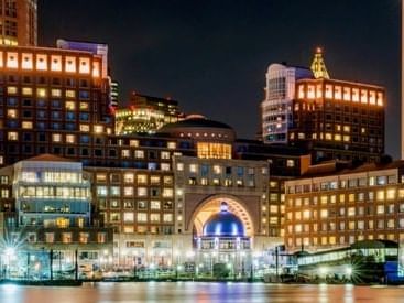Night view of the Boston Harbour Hotel