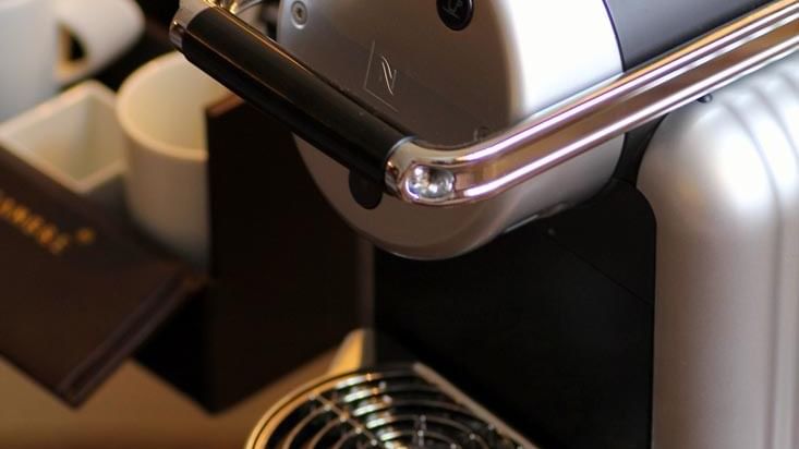 Close-up of coffee machine in Capital Junior Suite at Capital Hotel