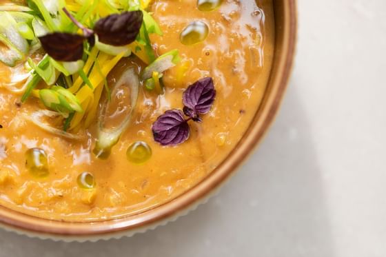 Close-up of a healthy dish served at Liebes Rot Flueh