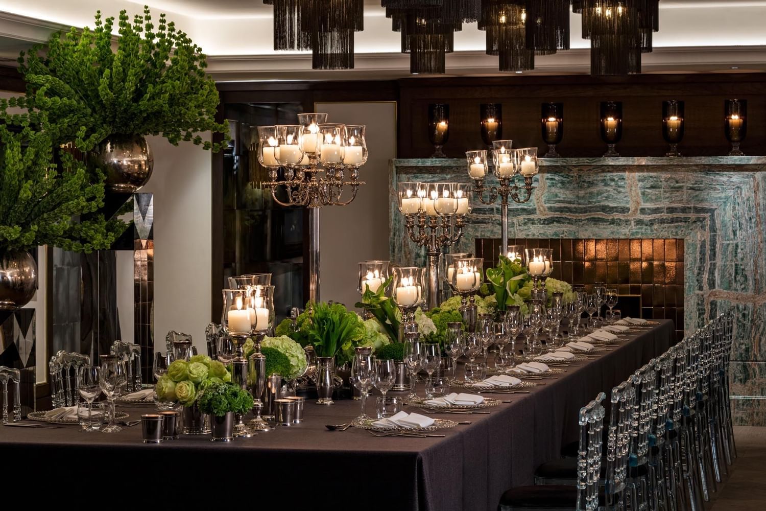 Table setup in private dining room at The May Fair Hotel London