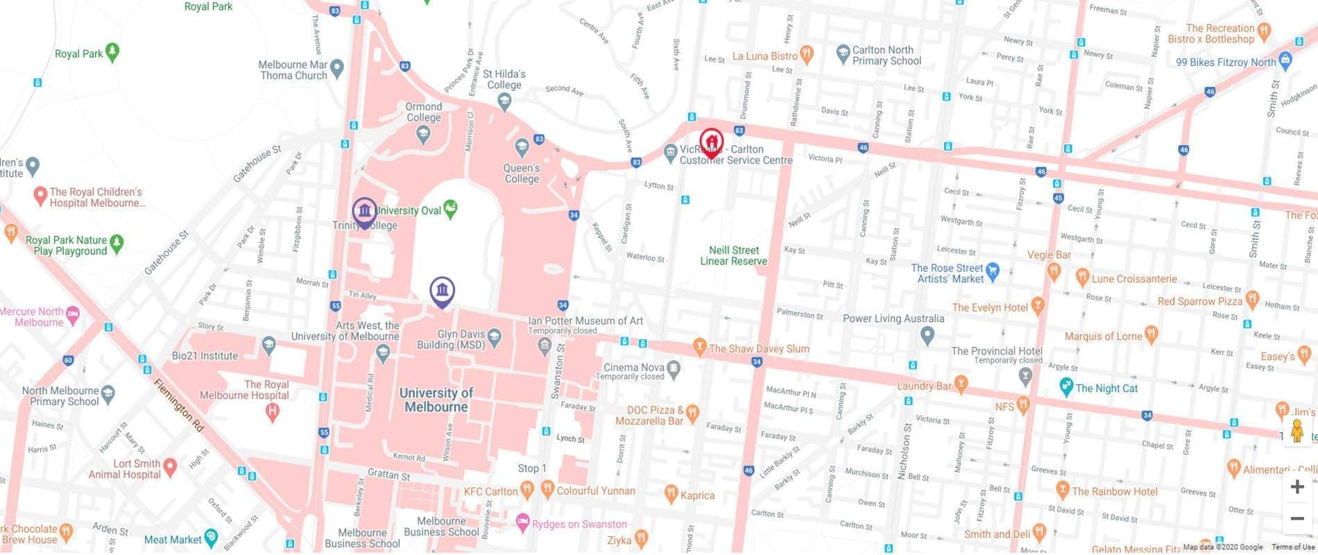 Student Living - 570 Lygon Map