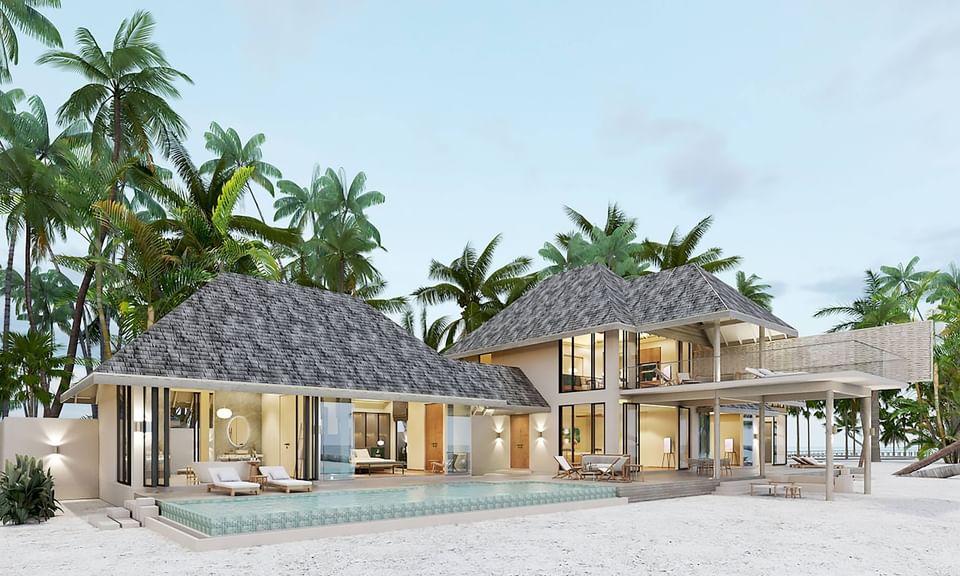 Exterior view of 2-Bedroom Beach Residences with Private Pool in Ananea Madivaru Maldives