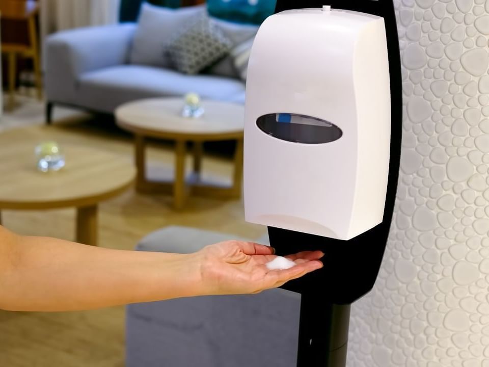 Hand sanitizer machines at Rheinland Hotel Kollektion
