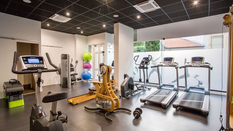 Interior view of fully equipped Fitness Centre at Splendid Hotel & Spa Nice