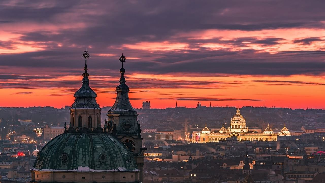 City view from the Alcron Rooftop at Almanac X Alcron Prague, Fancy Restaurants Prague