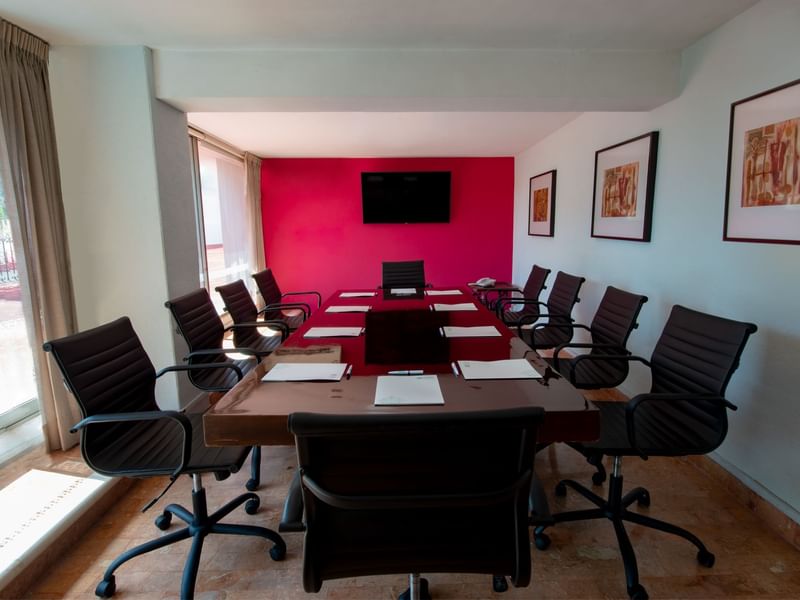 Classroom table set up in Business room at Gamma Hotels
