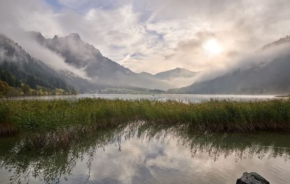 Malerische Bilderbuchlandschaft im Tannheimer Tal am Haldensee