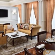 Living and dining area in Palazzo Suite at Palazzo Versace