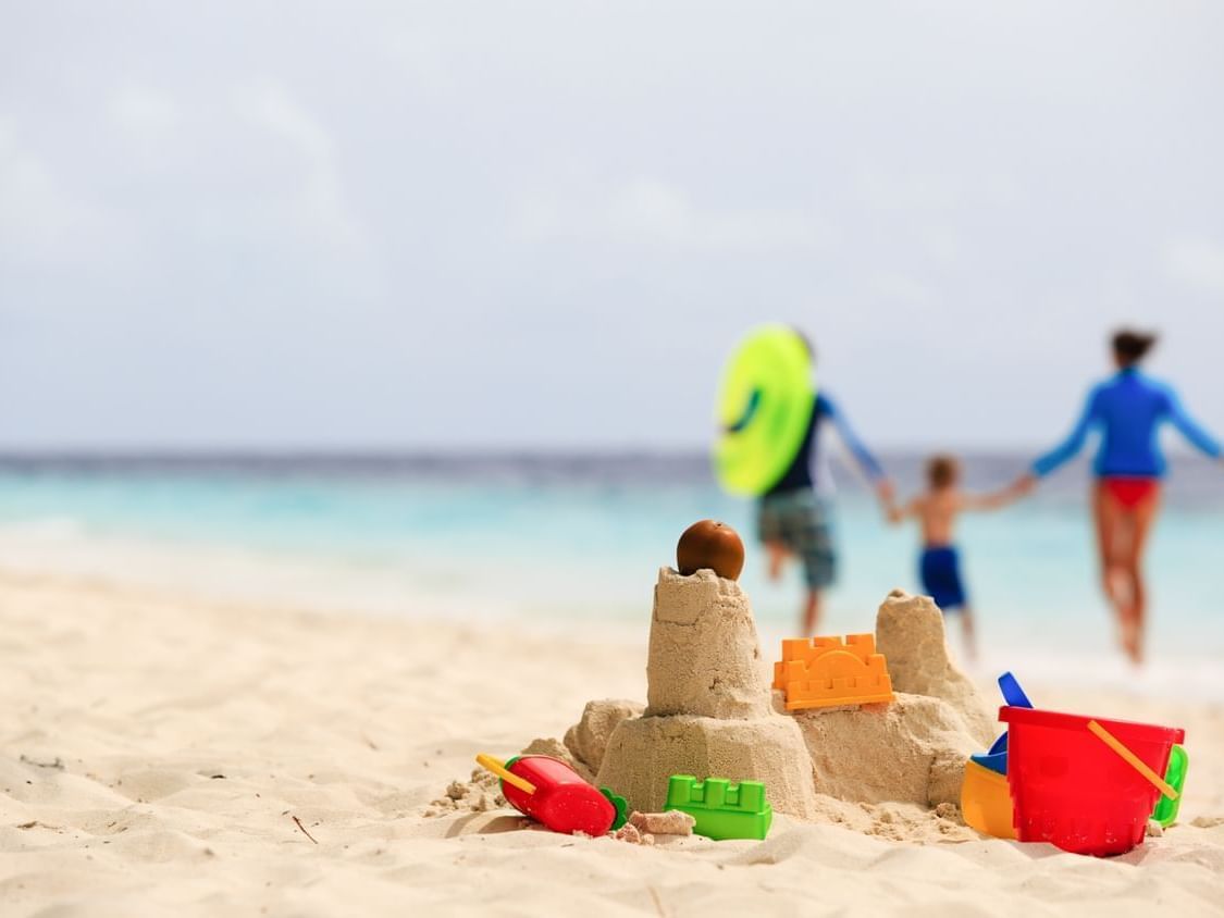 Sand castle made by a child in beach at Danna Langkawi Hotel