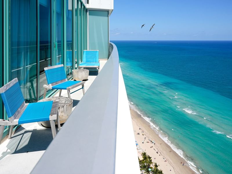 Balcony lounge area of 2 Bedroom Family Suite - Oceanfront View Balconies at Diplomat Beach Resort