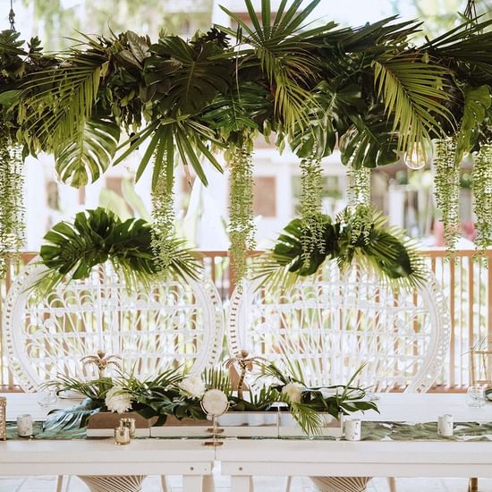 Tropical Terrace Wedding set up, Pullman Palm Cove Sea Resort