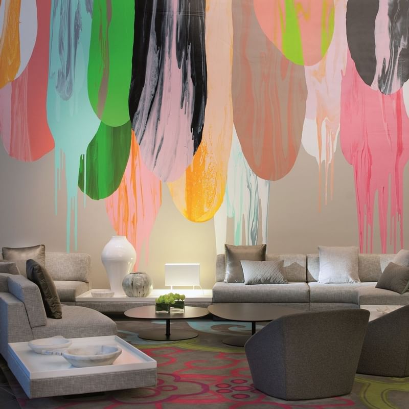 Lobby area with an iconic wall art at Crown Metropol Melbourne