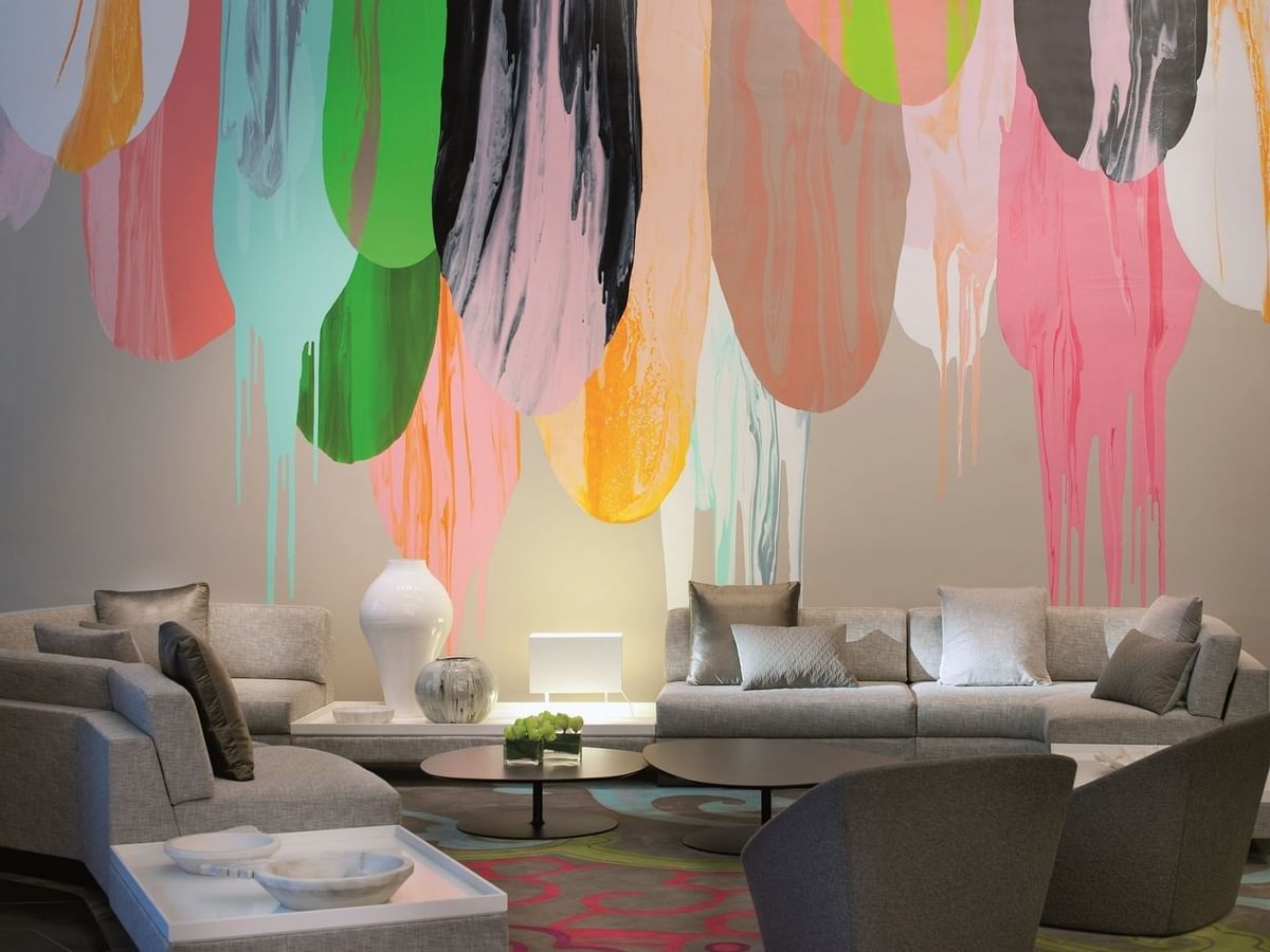Lobby area with an iconic wall art at Crown Metropol Melbourne