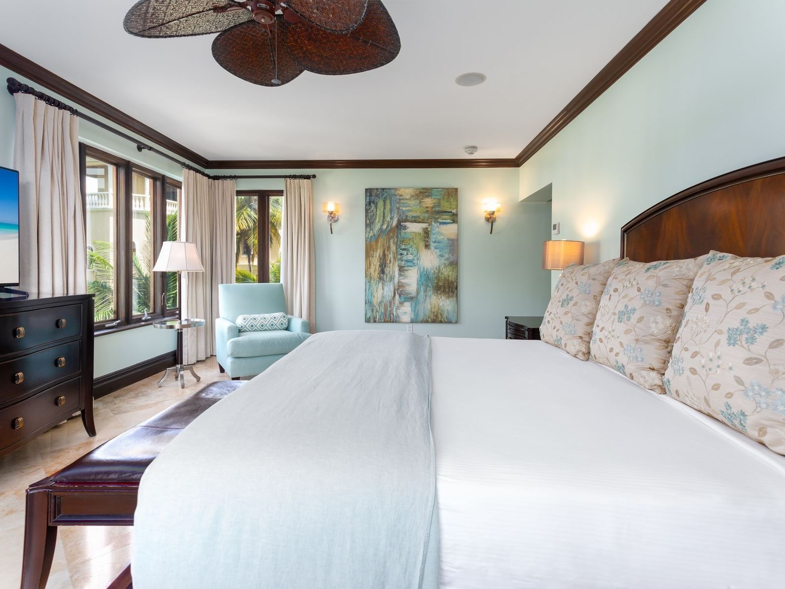 King bed in Three Bedroom Ocean view at Somerset On Grace Bay