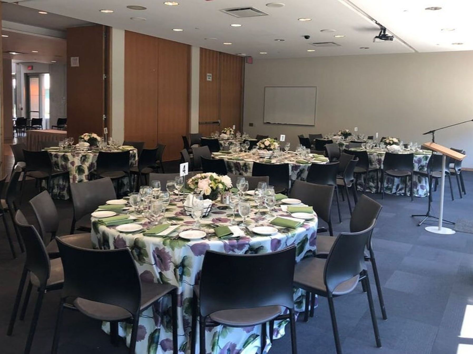 Private Dining Room setup with elegant tables at Schulich School Of Business in Toronto.