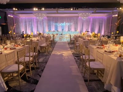 An event hall with wedding arrangements at Carriage House Hotel