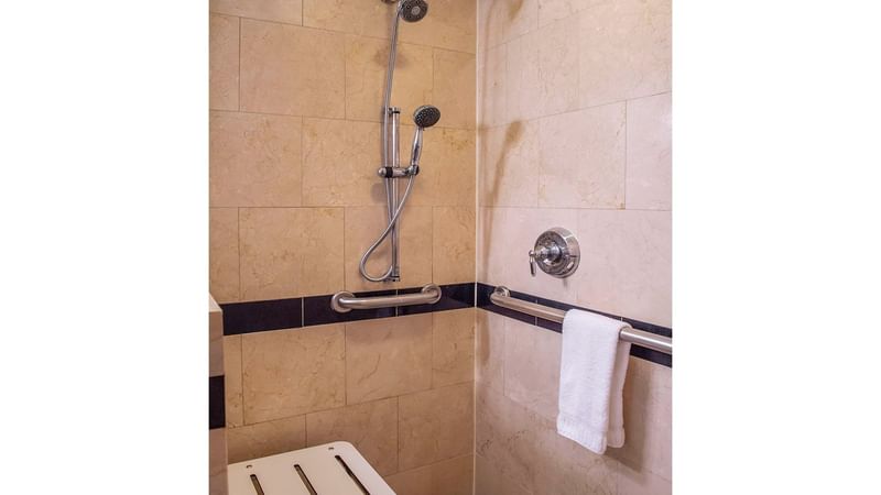Bathroom shower area in Accessible Premier City View at Warwick New York