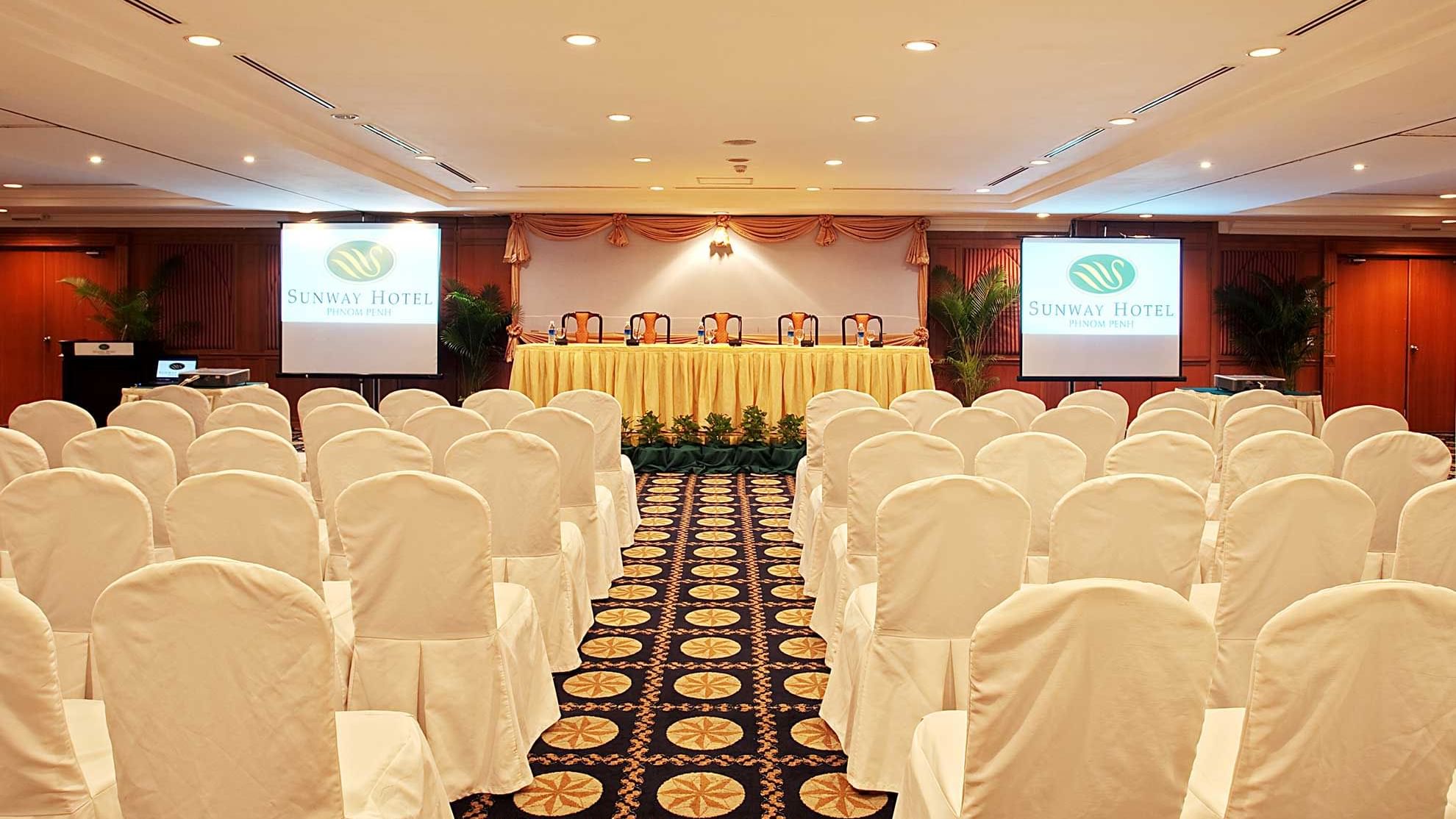 Spacious Hall with a chair arrangement at Sunway Hotel Phnom Penh