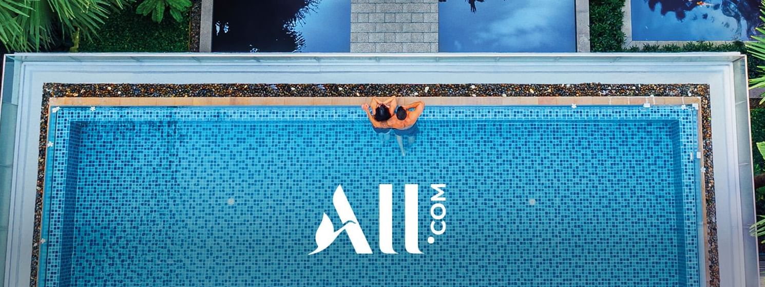 PERFECT STAYS FOR EVERY YOU poster featuring a person relaxing in a pool at Novotel Sydney International Airport
