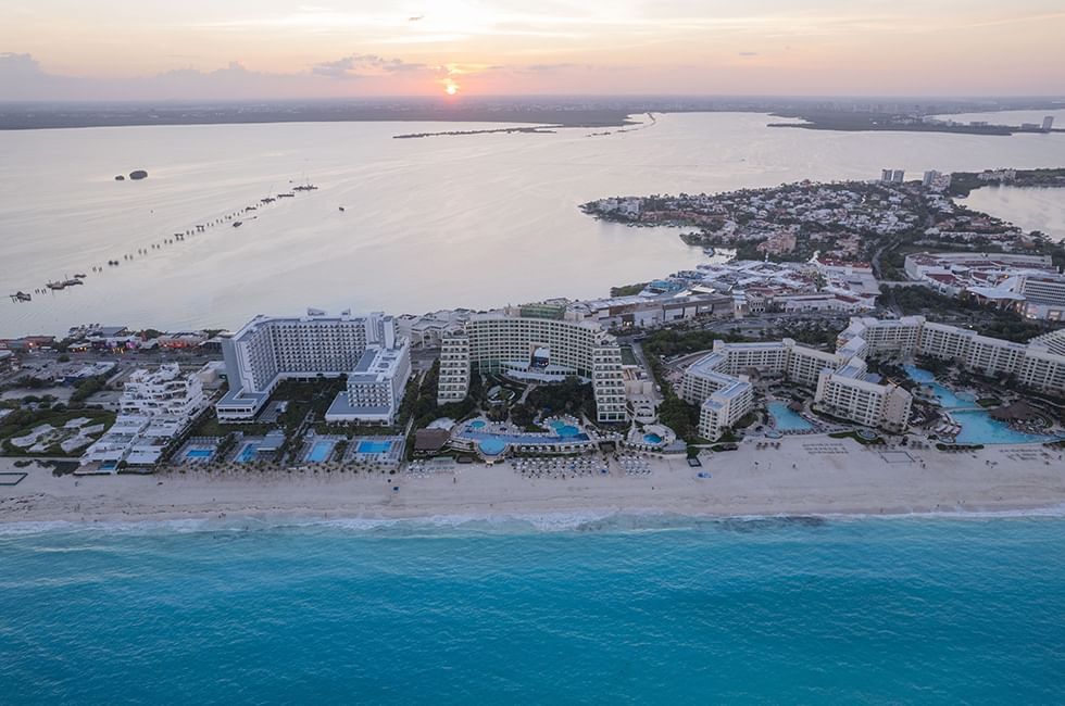 Aerial view of Cancún Mexico City near Live Aqua Resorts and Residence Club
