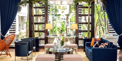 Lobby area with courtyard view at Albion Miami Beach