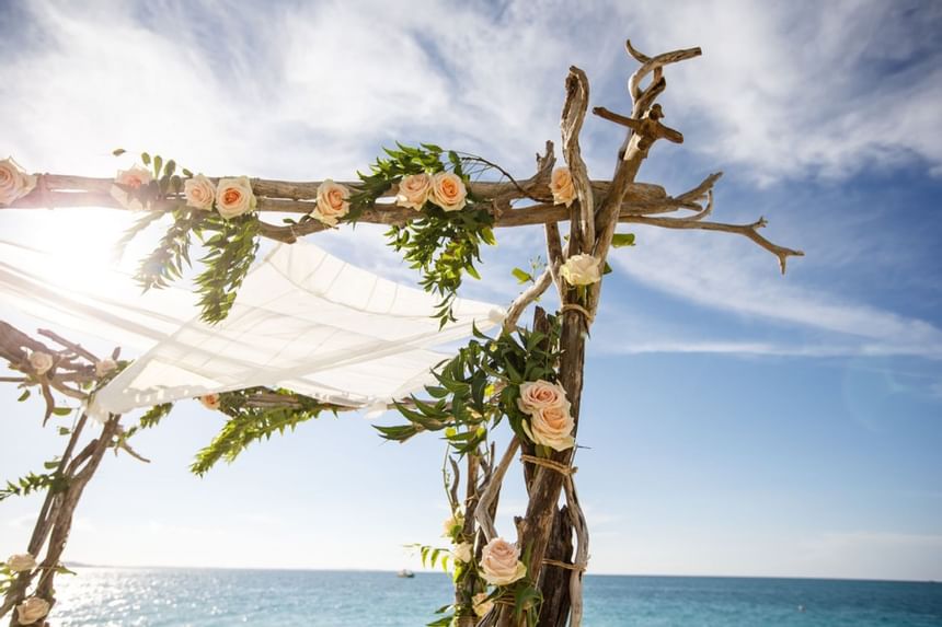 Beach wedding decoration at The Somerset On Grace Bay