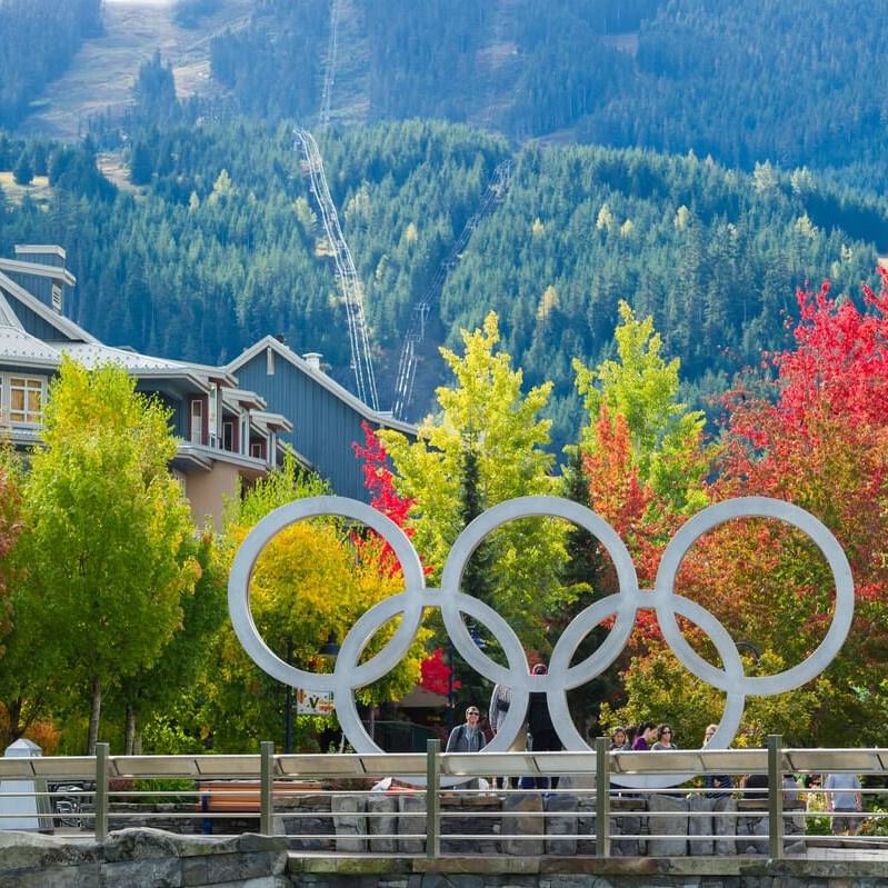 The Olympic Rings in Olympic Plaza near Blackcomb Springs Suites