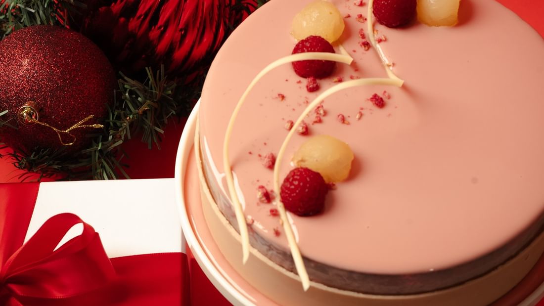 Dark Chocolate, Raspberry & Lychee Rosewater Mousse Cake