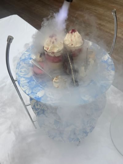 Tier tray arranged for a afternoon tea at Orsett Hall Hotel
