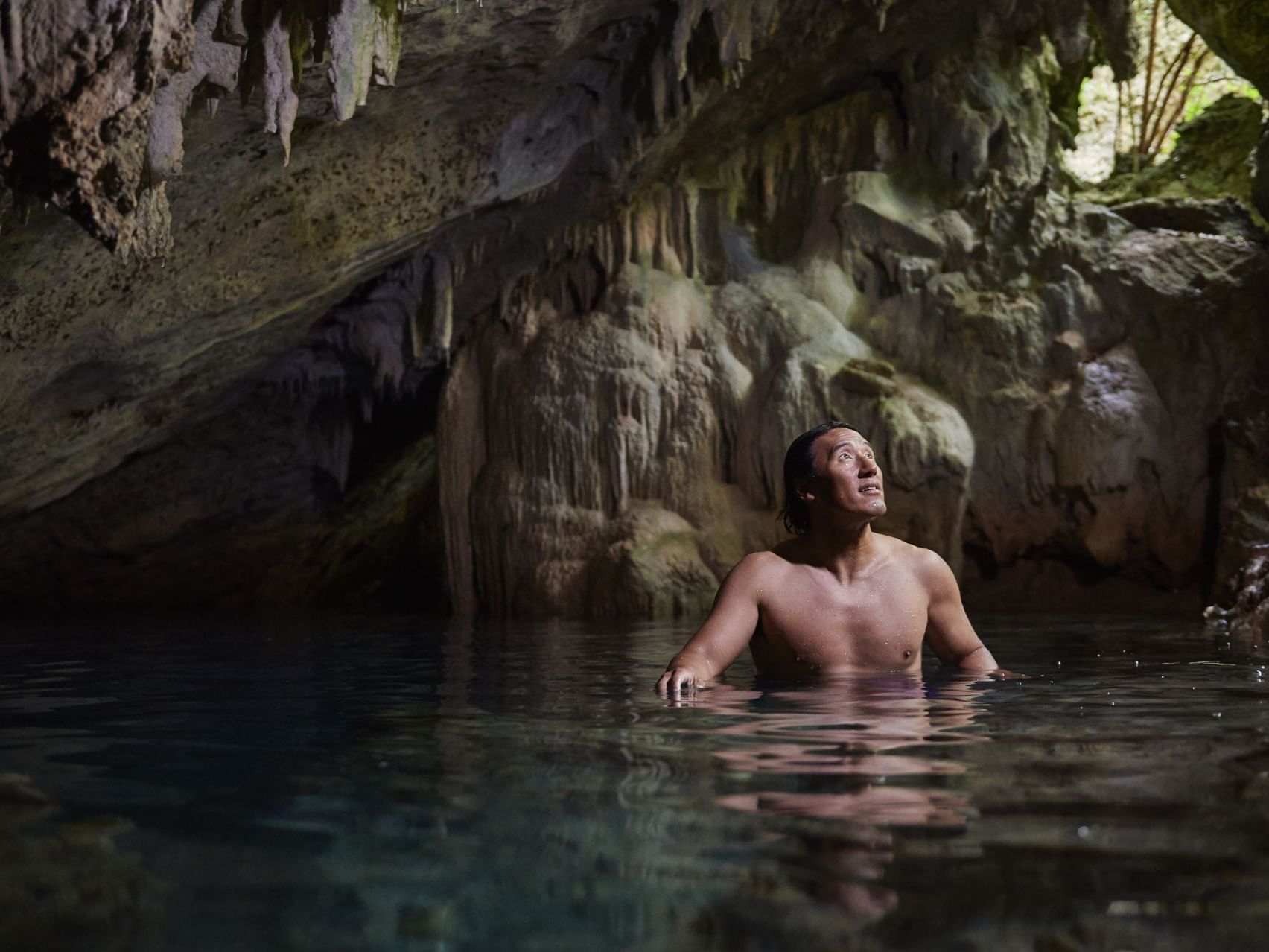 Man in Blue Hole Park water, St George's Club Bermuda Hotel