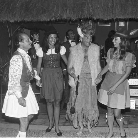 Men dressed as women enjoying a party at Marbella Club