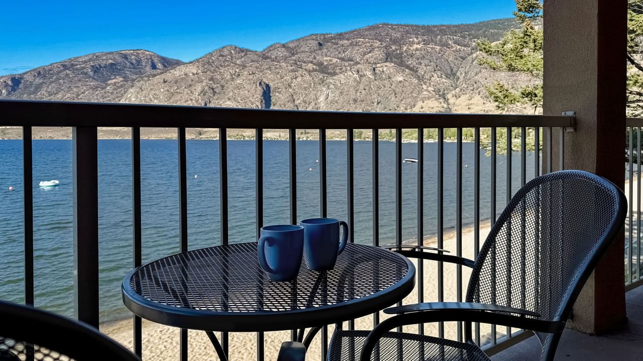 Patio furniture and water views