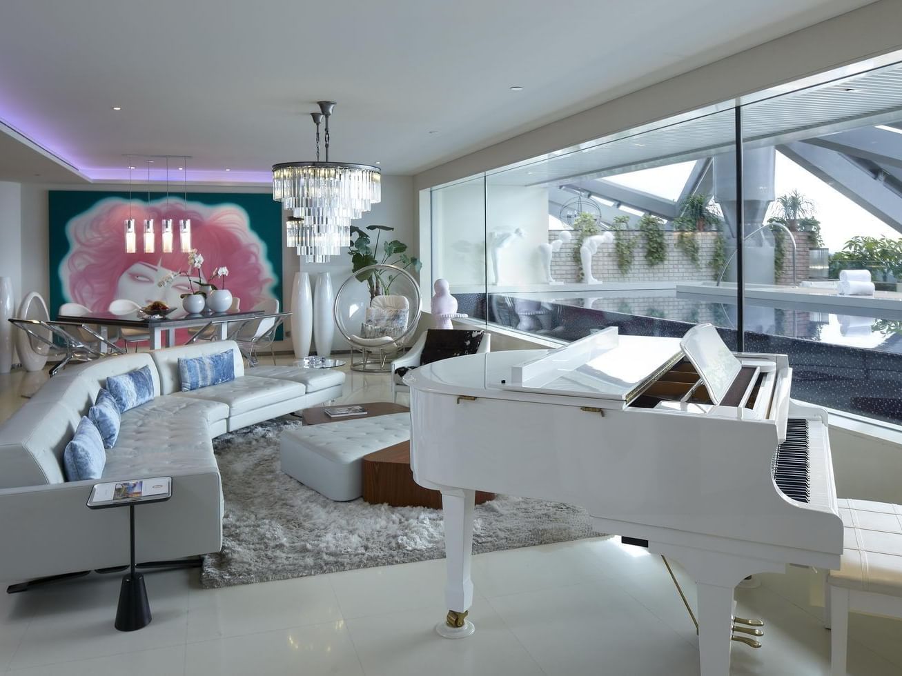 Close-up of Grand Piano in Miami Suite at Hotel Eclat Beijing