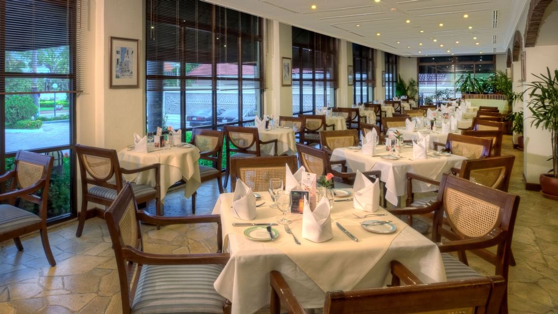 Dining tables arranged in Sun Cafe at Sunway Hotel Phnom Penh
