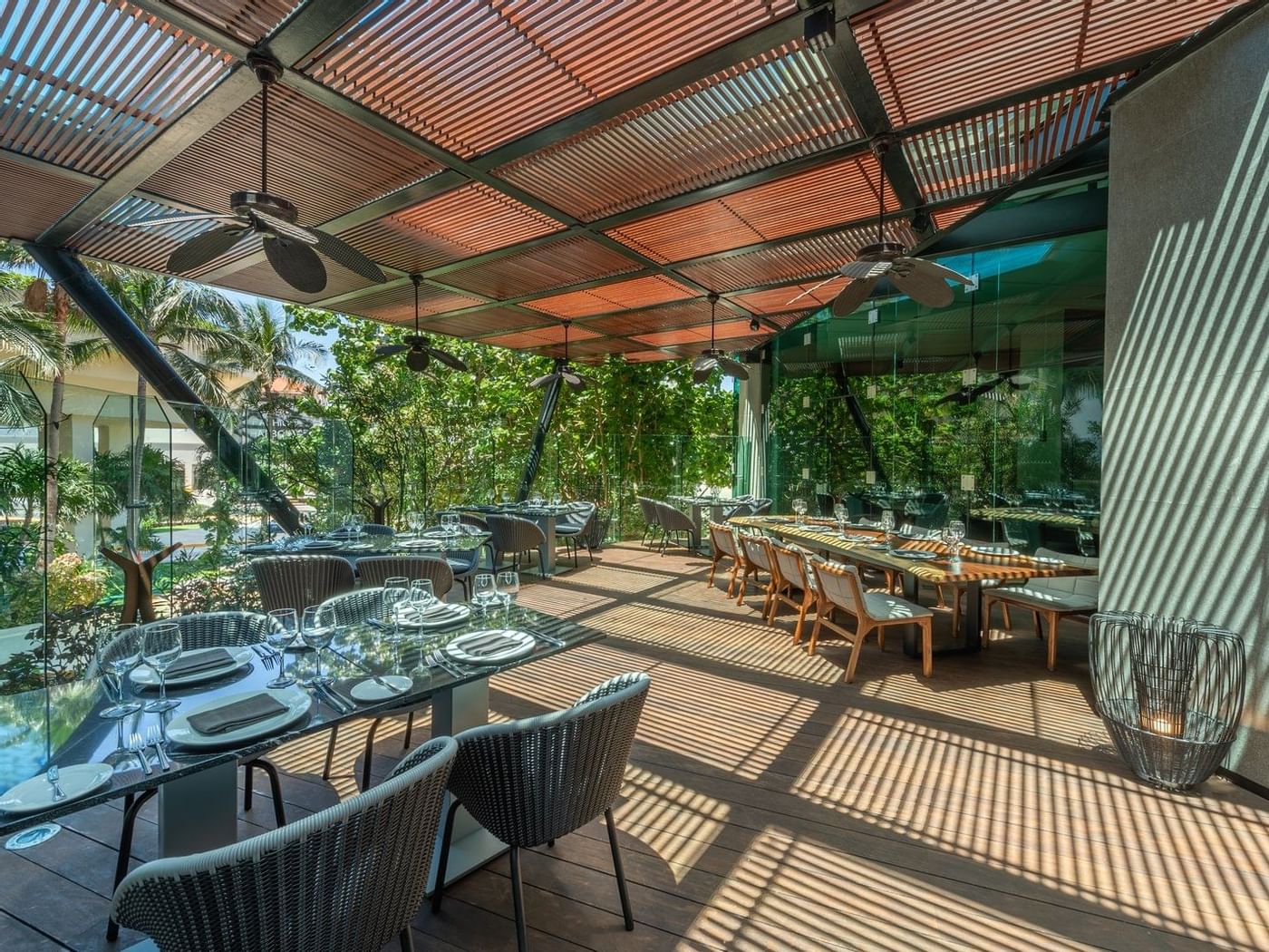 MB Restaurant outdoor dining area at Live Aqua Beach Resort Cancun