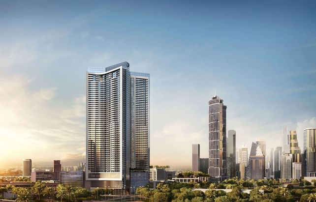 Aerial view of DAMAC Hotels & Resorts with lush greenery