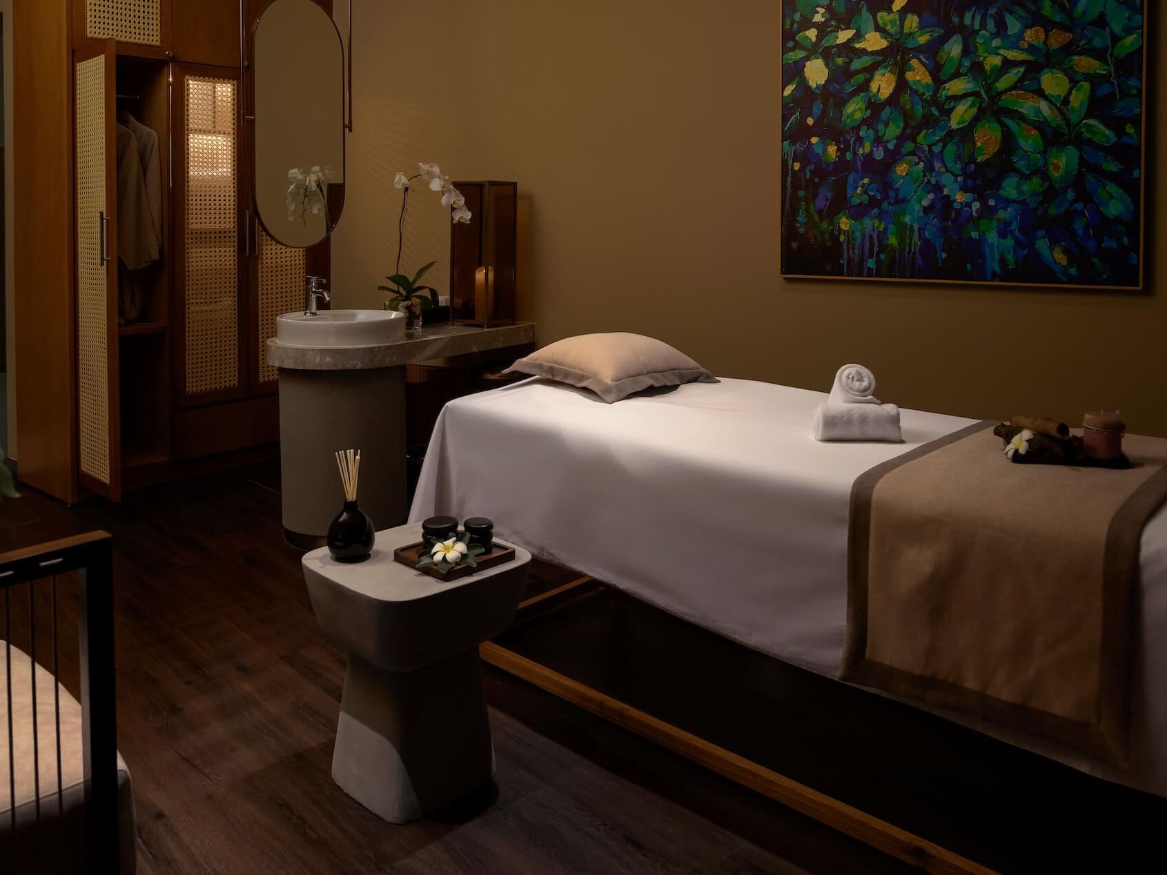 Interior of the Spa with a massage bed at Wyndham Garden