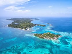 Aerial view of the Rosario Islands near Hotel Charleston