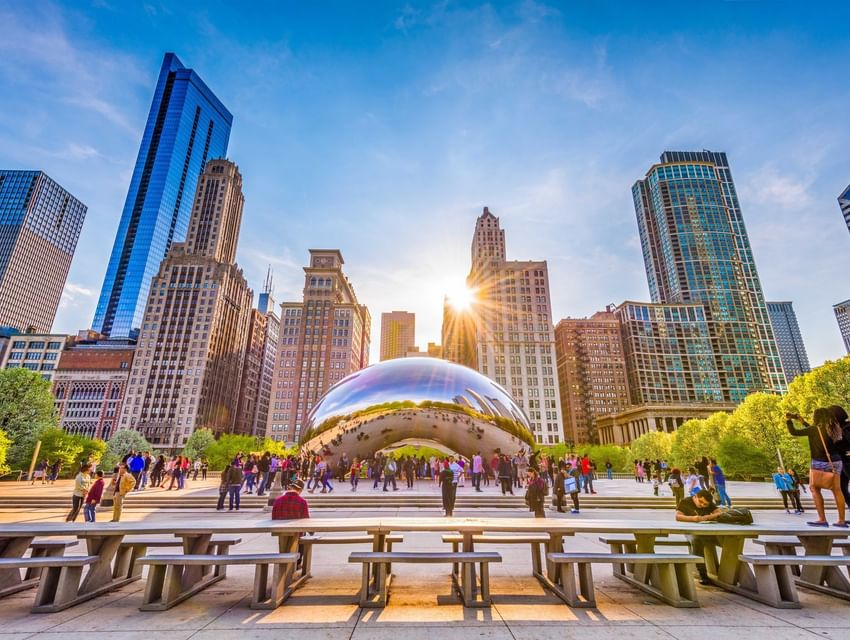 Exterior view of Millennium Park near The Godfrey Chicago