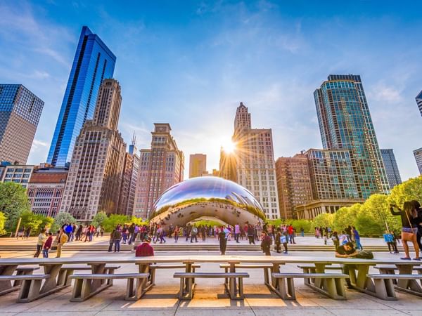 Exterior view of Millennium Park near The Godfrey Chicago