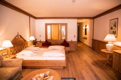 Bedroom interior of Premium Superior Suite at Liebes Rot Flueh