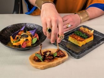 Close-up of The Golden Journey dish at Palazzo Versace Dubai