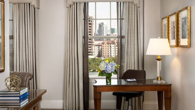 Working desk in the Accessible Deluxe King at Warwick Melrose Dallas