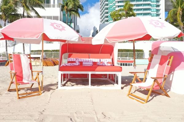 Lounge area with umbrellas on the Sand at The Diplomat Resort