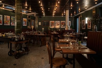 Elegant dining table set up in The Sparrow Bistro at The Sparrow Hotel