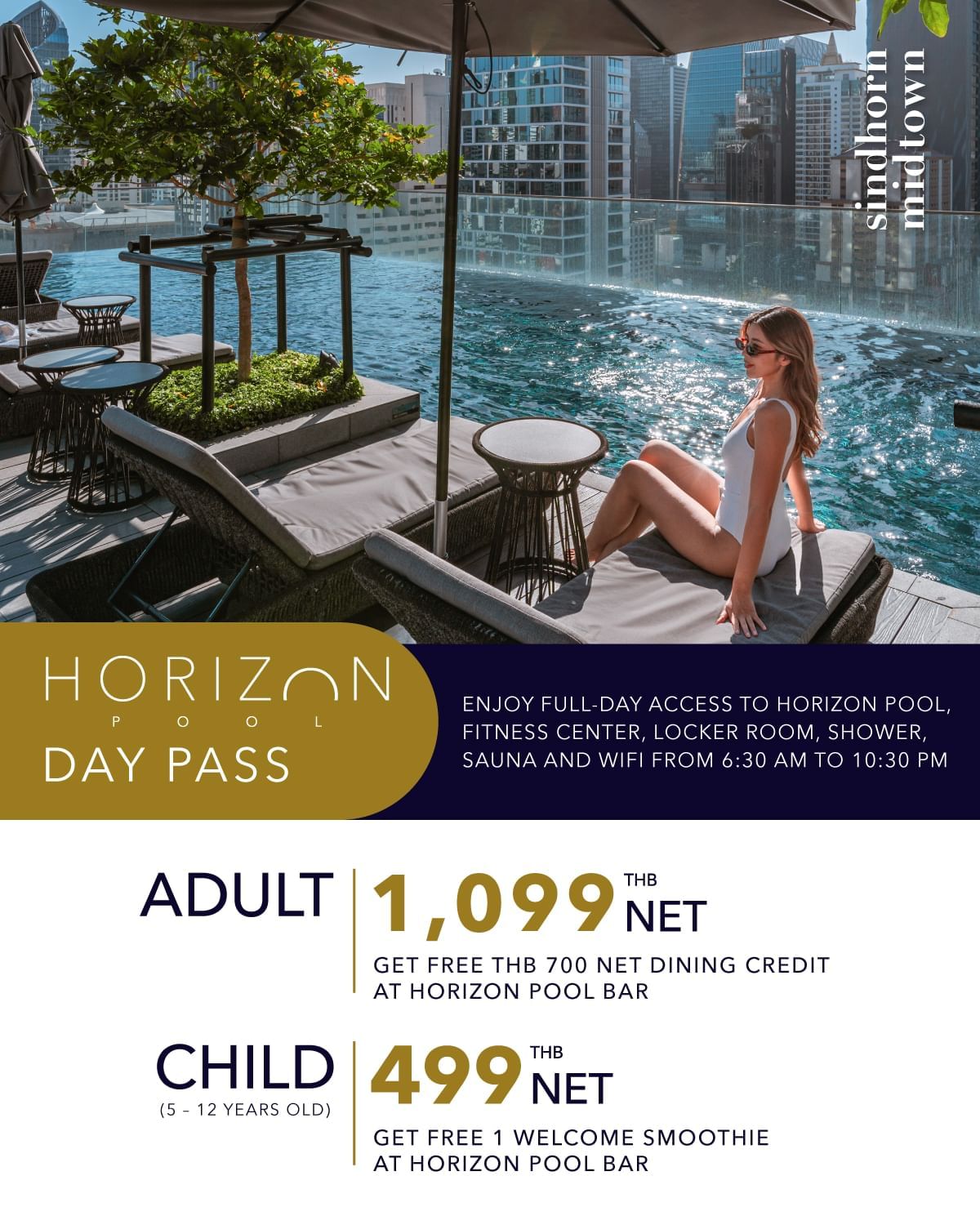 Horizon Pool Day Pass - Sindhorn Midtown Hotel Bangkok, Vignette Collection, an IHG Hotel - pool day pass bangkok