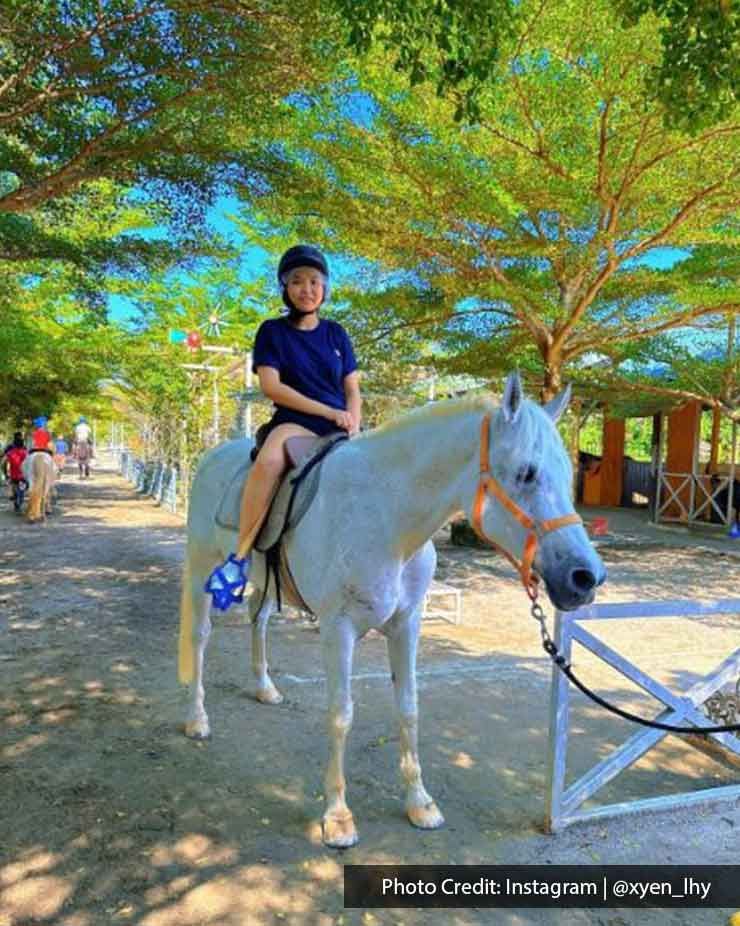A woman was riding a horse at Countryside Stables in Balik Pulau - Lexis Suites Penang