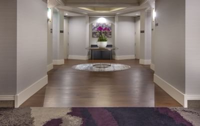 Meeting Room corridor at The Paramount Hotel Seattle with a beautiful centerpiece and a stylish rug
