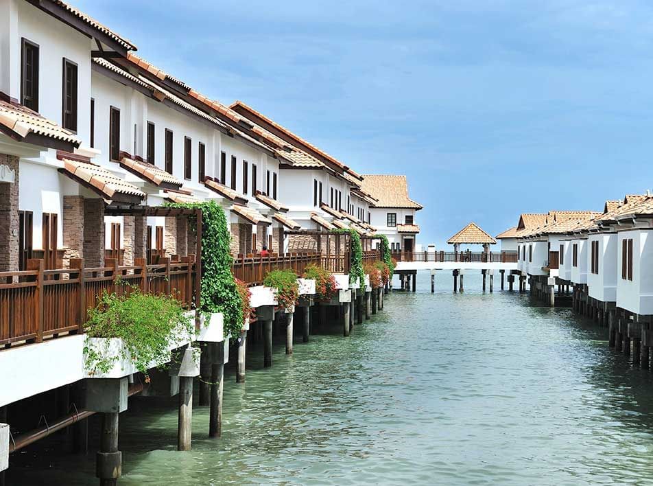 rows of water chalets above the sea - Lexis PD